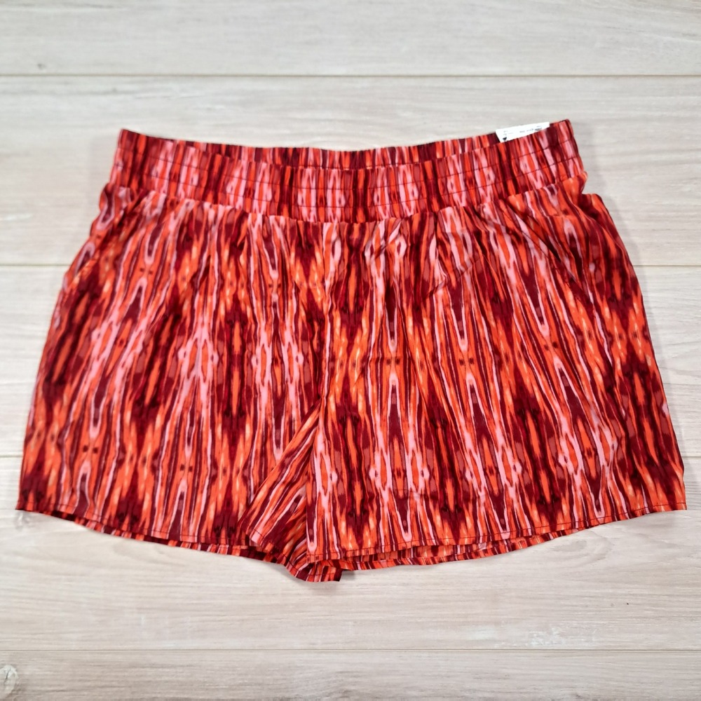 a.n.a A New Approach Womens Red Ikat Summer Elastic Waist Shorts Size Large NWT